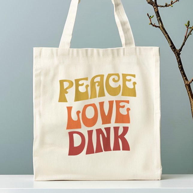Bolsa Tote Pickleball Retro Peace Love Dink (Pickleball Retro Peace Love Dink Tote Bag)