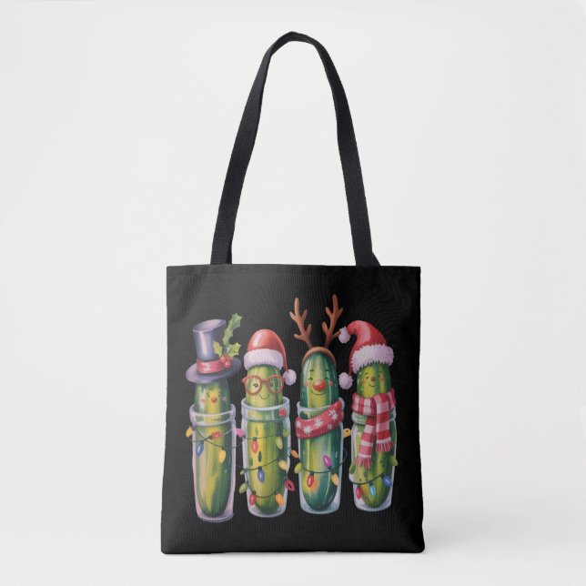 Bolsa Tote Picles engraçados de Natal Pepinos de Natal  (Frente)