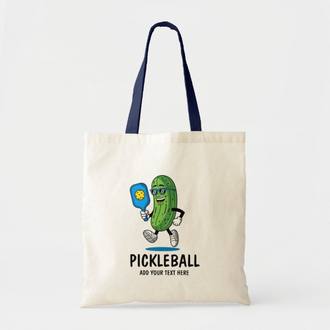 Bolsa Tote Picles Personalizados Jogando Pickleball Engraçado (Frente)