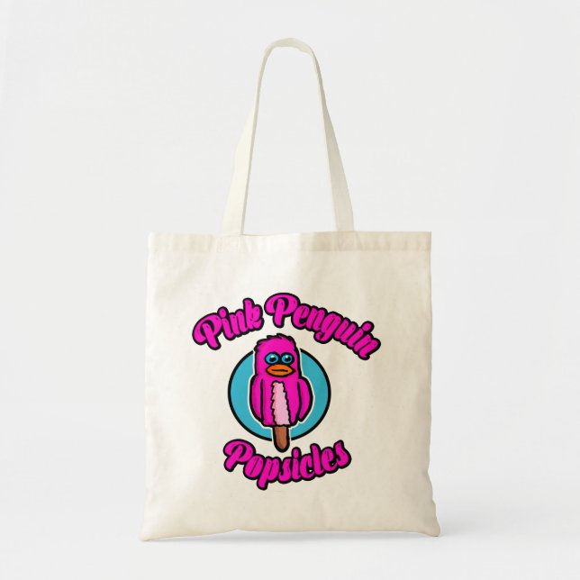 Bolsa Tote Picolé de Pinguim Rosa (Frente)