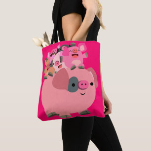 Bolsa Tote Piglets de Carregando de porco de cartoon
