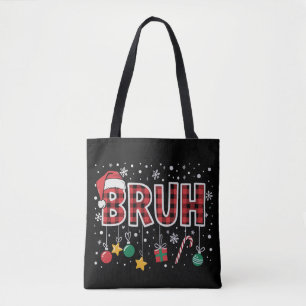 Bolsa Tote Pijama Xmas de Xadrez Vermelho Natal Divertido Bru