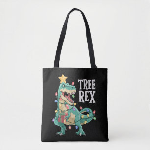 Bolsa Tote Pijamas de Natal Dinossauro Árvore Rex Luzes de Na