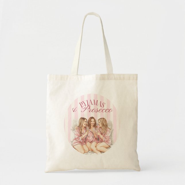 Bolsa Tote Pijamas e Prosecco | Despedida de Solteira Feminin (Frente)