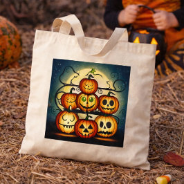 Bolsa Tote Pilha de Abóboras de Halloween Fofa