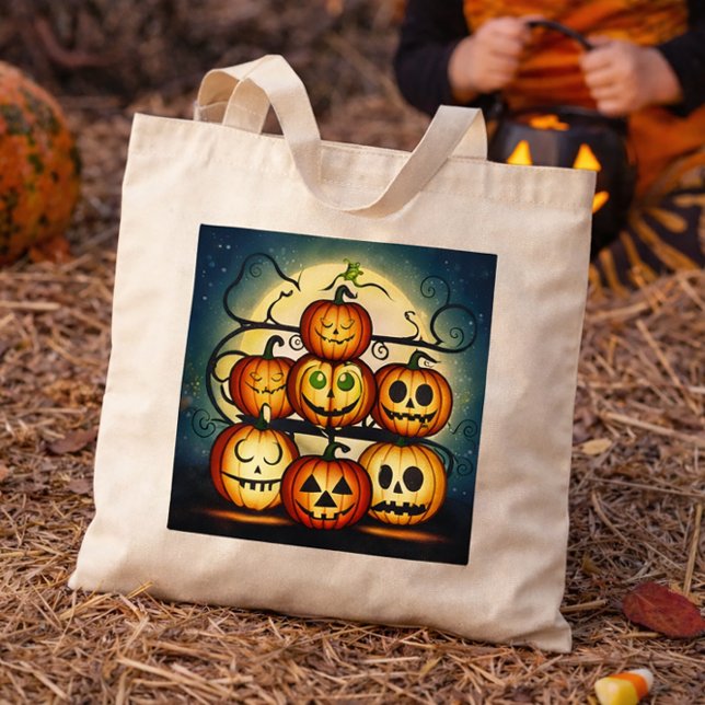 Bolsa Tote Pilha de Abóboras de Halloween Fofa (Criador carregado)