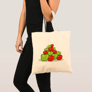 Bolsa Tote Pilha de Maçãs Vermelhas e Verdes Frutas Frescas