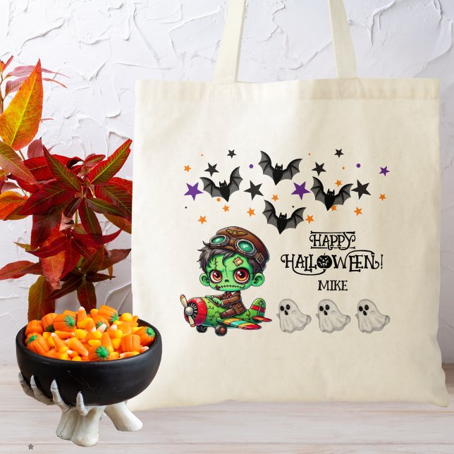 Bolsa Tote Piloto de avião Zombie Whimbie para crianças Hallo (Criador carregado)