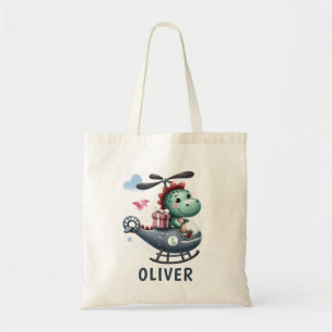Bolsa Tote Piloto de Dinossauro Fofo Voando Helicóptero Encan