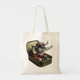 Bolsa Tote Piloto de Sardinha Voadora Arte de Peixe Retro Di