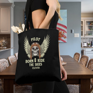 Bolsa Tote Piloto Nato Para Cavalgar Os Céus Esqueleto Asas G