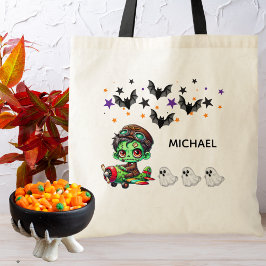 Bolsa Tote Piloto Zombie voando Avião e Dia de as Bruxas engr