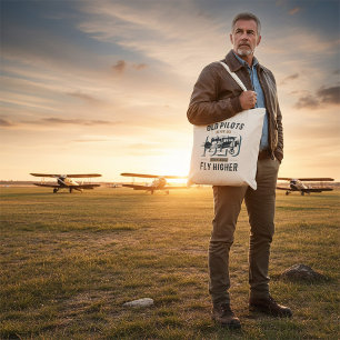 Bolsa Tote Pilotos Antigos Nunca Morrem Citação de Voo de Bip