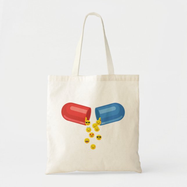 Bolsa Tote Pílula Feliz: Emoticons Positivos (Frente)