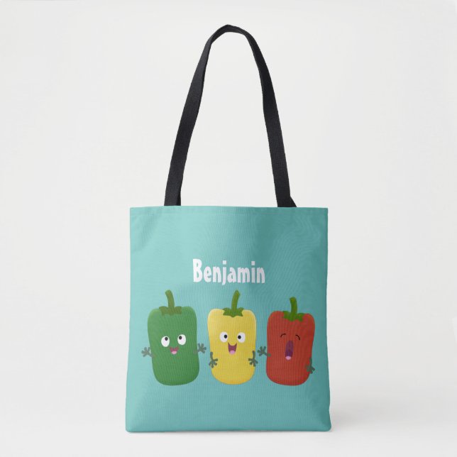 Bolsa Tote Pimenta-de-sino-branco capsicum trio cantando cart (Frente)