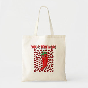 Bolsa Tote Pimenta-Pimenta-De-Caricatura Com Texto Personaliz