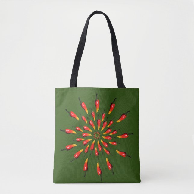 Bolsa Tote Pimentos Chili Mandala Art (Frente)