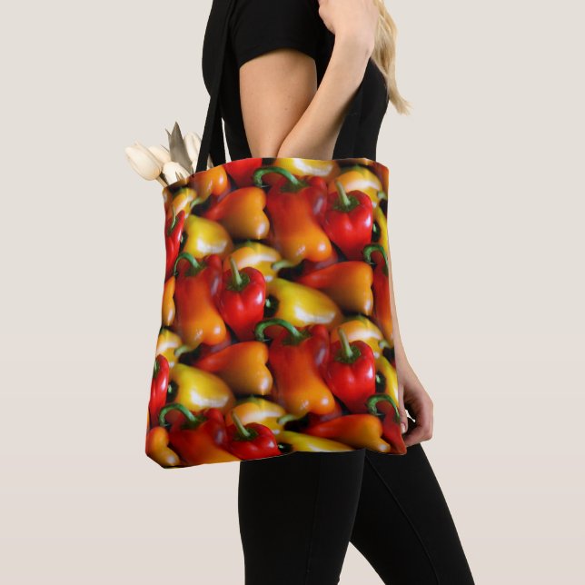 Bolsa Tote Pimentos vermelhos e amarelos (Close Up)