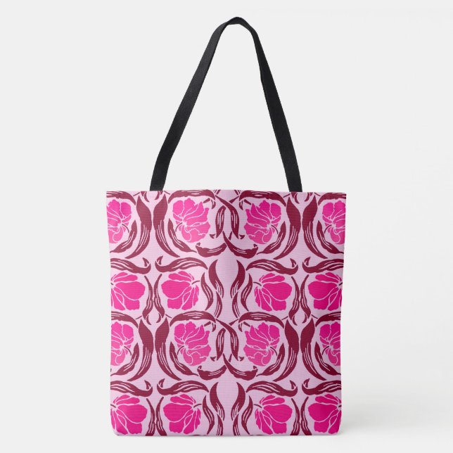 Bolsa Tote Pimpernel de William Morris, fúcsia & luz - rosa (Frente)