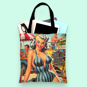 Bolsa Tote Pin-up da praia do Vintage