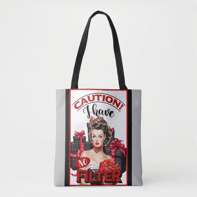 Bolsa Tote Pin-up de Natal Retrô sem Filtro (Frente)