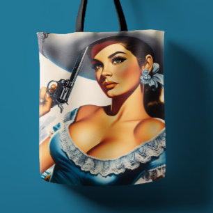 Bolsa Tote Pin-up Retro do Velho Oeste Selvagem