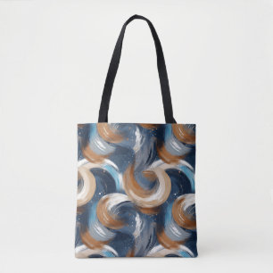 Bolsa Tote Pincéis de Abstrato em azul, branco e castanho