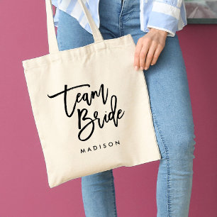 Bolsa Tote Pincel Chic Tendência Preto Equipe da Noiva Script