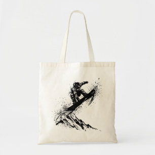 Bolsa Tote Pincel de Arte de Snowboard - Snowboarder Grab Jum