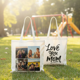 Bolsa Tote Pincel de Roteiro Amo Você Mamãe 4 Colagem de Foto