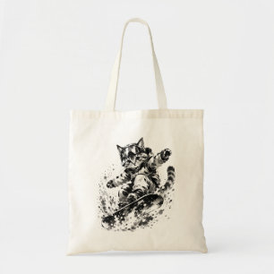 Bolsa Tote Pincel de Snowboard Arte - Gato Snowboarder -Sem L