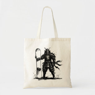 Bolsa Tote Pincel de Snowboard Arte - Samurai em Pé de Snowbo
