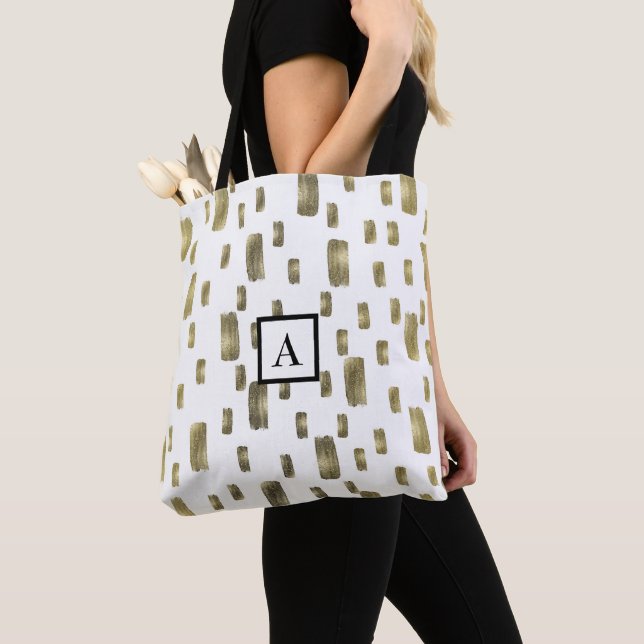 Bolsa Tote Pincel de Tinta Moderna Dourado Cobre Bronze Brilh (Close Up)