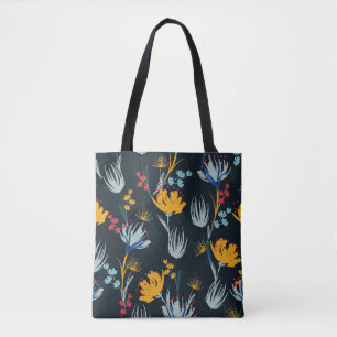 Bolsa Tote Pincel Floral Contrastada: Preto Sem Vista