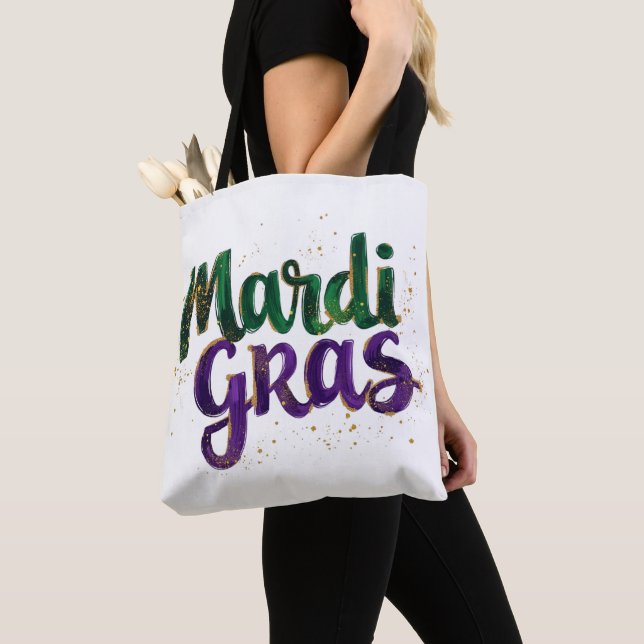 Bolsa Tote Pincelada de Brilho Carnaval de Mardi Gras (Close Up)