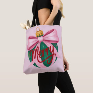Bolsa Tote Pincelada Ornamento Preppy Natal Coquette Natal