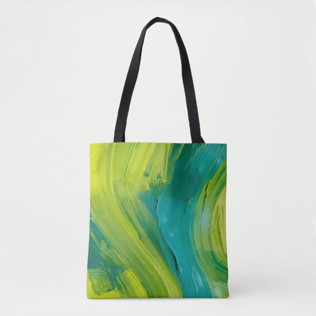 Bolsa Tote Pincelada Verde Abstrata – Arte Moderna (Frente)