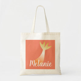 Bolsa Tote Pinceladas de Aquarela Mermaid Halloween Coral
