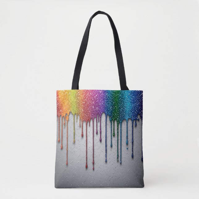 Bolsa Tote Pinceladas de Tinta Arco-íris Vibrante (Frente)