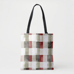Bolsa Tote Pine Green Ivory Red Strips Natal