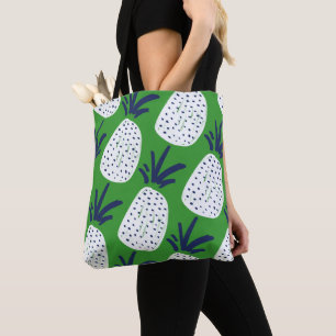 Bolsa Tote Pineanás e Padrão de Cactus, Abstrato cor-de-rosa