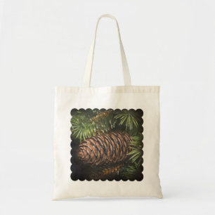 Bolsa Tote Pinecone desenhado no giz de Natal e Agulhas de pi