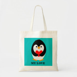 Bolsa Tote Pinguim com coração
