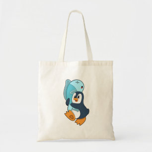 Bolsa Tote Pinguim com Peixe