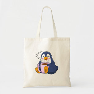 Bolsa Tote Pinguim com taça de café
