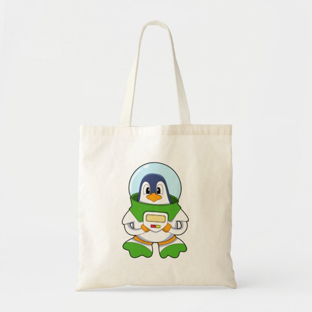 Bolsa Tote Pinguim como astronauta com fantasia (Frente)