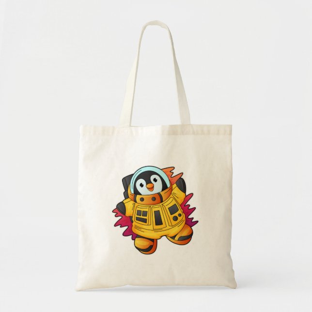Bolsa Tote Pinguim como astronauta em trajes (Frente)