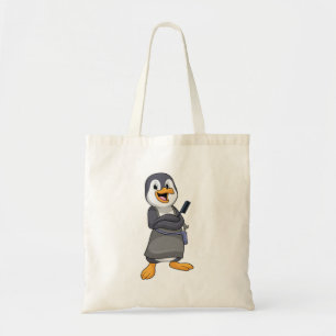Bolsa Tote Pinguim como Lista de Cabelos com Comb