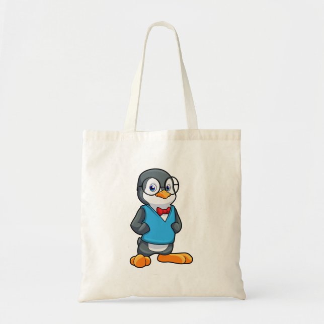 Bolsa Tote Pinguim como Nerd de óculos (Frente)