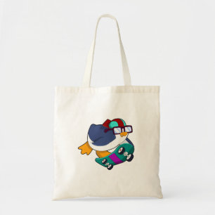 Bolsa Tote Pinguim como Patinador com skate